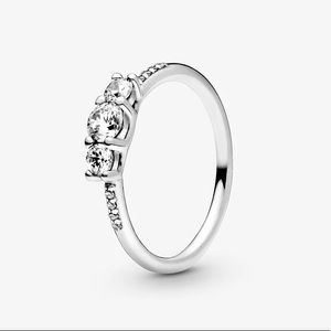 PANDORA Three Stone Ring Size 6